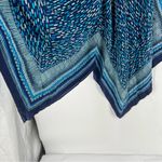 J. McLaughlin ‎ Blue Geometric Print Silk Chiffon Handkerchief Scarf Midi Dress XS Photo 4