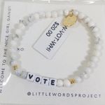 Nordstrom NEW Little Words Project White Marble beads VOTE Stretch Bracelet Photo 1