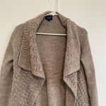 American Eagle Brown Gold Metallic Chunky Knit Open WOOL Draped Cardigan Sweater Photo 2
