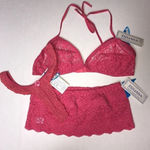 Zuliana Size Large Dark Pink 3 Piece Lace Set. Made in Brazil, New With Tags. Photo 4