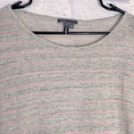 Vince gray pink striped oversized linen tee shirt small Photo 1
