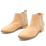 Toms Ella Chelsea Boots Skip On Booties in Honey Leather Faux Shearling Size 9.5 Photo 3