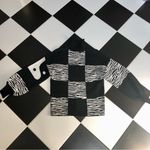 Staud Zedd Abstract Yin Yang Zebra Balloon Sleeve Turtleneck Sweater Size Medium Photo 9