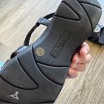 Strictly Comfort Black Leather Strappy Sandals Women 7.5 Low Wedge Shoes Comfort Photo 5