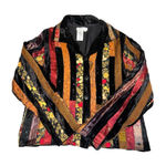 Coldwater Creek Women's  Patchwork Velvet Jacket M Black Orange Photo 0