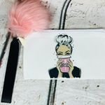 Handmade Boss Pink Wristlet Purse Cosmetics Bag With Pink Pom-Pom New Photo 0