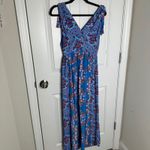 Sandro  Plunging V neck blue‎ floral Mason dress size 34 boho romantic high low Photo 13