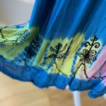 Vintage 90s Indian Blue Green Pink Tie Dye Shift Dress Swim Coverup Embroidered Size M Photo 3