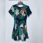 Corey Lynn Calter Teal and Brown Floral Midi Dress Blue Size 2 Photo 2