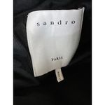 Sandro Womens Black Wool Striped Long Sleeve Hooded Hoodie Long Coat Jacket US 6 Photo 3