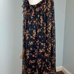 ZARA Floral Sheer High Low Dress Halter Ruffles Size Small Orange Black Photo 8