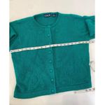 Vintage Floral Embroidered Teal Cardigan Sweater EUC Sz M Button Down Knitted Size M Photo 6