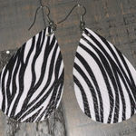5/$25 Zebra Print Faux Leather Teardrop‎ Earrings Photo 0