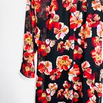 Madewell NWT Black & Red Floral Print Lined Shirred Midi Dress Photo 4