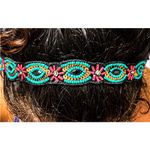 Anthropologie NEW -   Beaded Boho Headwrap Headband in Turquoise Red Gold & Black Photo 1