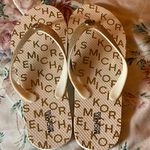 Michael Kors  Gold and Cream Flip Flops Photo 1
