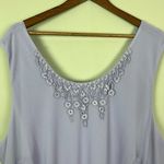 Roamans Maxi Dress Womens 34W‎ Purple Floral Embroidered Neck Sleeveless *Stains Photo 2