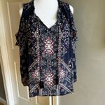Knox Rose  Navy Floral Tank Top boho romantic Flowy casual travel‎ tropical Photo 14