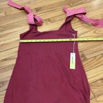 Summersalt  NWT Poplin Ribbed Tie Shoulder‎ Red Maxi Dress Size Large Photo 8