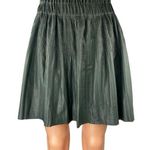 7 For All Mankind Green Faux Leather Elastic Waist Mini A-Line Flared Skirt Sz M Photo 0
