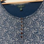 Ralph Lauren  Floral Paisley Midi Dress Size Large Blue Cotton Ruffle Photo 3