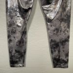 Beyond Yoga Women L Silver Black Tie Dye Foil Shine High Waisted Midi Leggings Photo 4