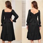 Wrap Dress Womens XL Black V Neck Cap Sleeve Beach Pleated Hem Party Midi Photo 6