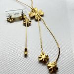 VTG Hattie Carnegie Peach Enamel Dogwood Lariat Bolo Necklace/Earrings/Pin Set Gold Photo 9