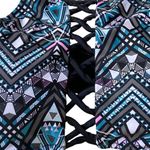 Rue 21 Rue Blue Geometric Cutout High Neck Halter Swim Top Photo 3