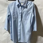 Chico’s Button down Shirt 3/4 length sleeve. Size 0 Blue Photo 3