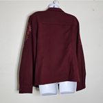 Bob Mackie Wearable Art Burgundy Jacket X-Large Faux Leather Detail Long Sleeve Photo 2