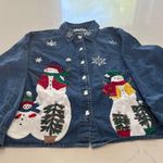 Dressbarn Christmas Denim Button Photo 0
