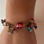 Handmade pink and purple fairycore bracelet glass and crystal dangling beads Photo 7