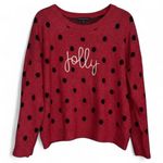 Adrienne Vittadini Womens 2X Red Black Polka Dot Jolly Christmas Sweater Photo 2