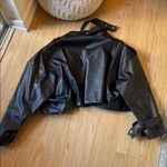 Storets  Black Faux Leather Bomber Jacket Photo 2