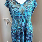 One World  Blue Y2K Rhinestone Short Sleeve Womens Top‎ Medium Photo 0