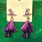 Halloween Purple and Black Witch Hat Earrings​ Photo 3