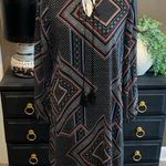 STYLE LONDON Black Print Keyhole Long Sleeve Shift Dress Size Large Photo 0
