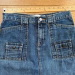 Gap Genuine Y2K Denim Midi Skirt Flap Pockets SZ 4 Med Wash Stretch Photo 6
