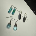 Dangle Drop Pierced Earrings Lot Of 3 Silver Tone Blue Some Bead/beaded Photo 4