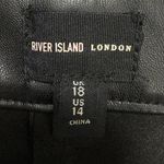 River Island Black Faux Leather Belted Midi Skirt Women's US 14 L Photo 4