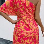 Floral One Shoulder Mini Dress M Orange Size M Photo 8