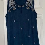 Dalia Teal embroidered Bohemian Tank Top sz M Size M Photo 0