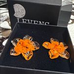 Levens Hibiscus Glass Earrings Orange Photo 3