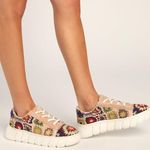 Free People - Catch Me If You Can Pink Multi Crochet Sneakers Photo 0