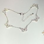 Elegant Silver Tone Rhinestone Butterfly Ankle Bracelet Set Photo 3