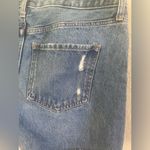 EXPRESS Boyfriend Midi MidRise Denim Shorts Button Fly Sz 8 Raw Hem Distress Photo 7