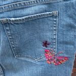 Gap  Y2K Vintage Blue Jean Denim Mini Skirt Embroidered Butterflies Flower Size 4 Photo 5