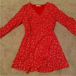 Red and white floral wrap romper, Daphnea paris, ruffles and button, size M Size M Photo 0