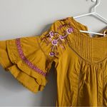 Free People Pavlo Dress Embroidery Boho Yellow Ruffle Western FLAW Women’s XS Photo 7